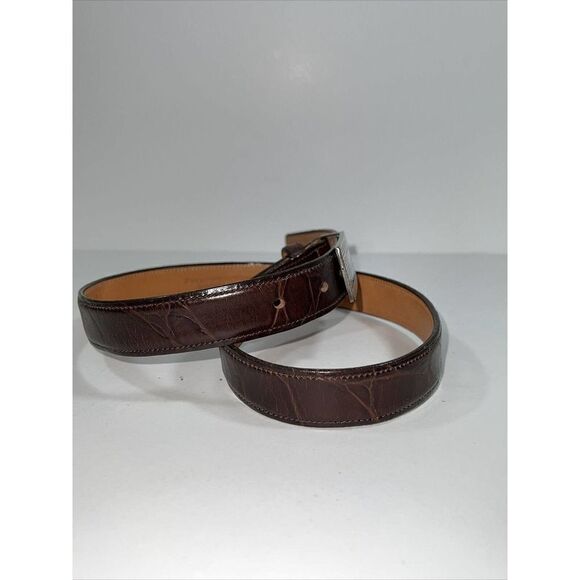 Zele All Leather Woman’s Belt, Silver Buckle Size Small 28” - Picture 4 of 10